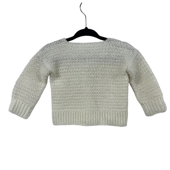 Vintage Handmade Cream Button Front Knit Cardigan Infant 0-3 Months? - Picture 4 of 4